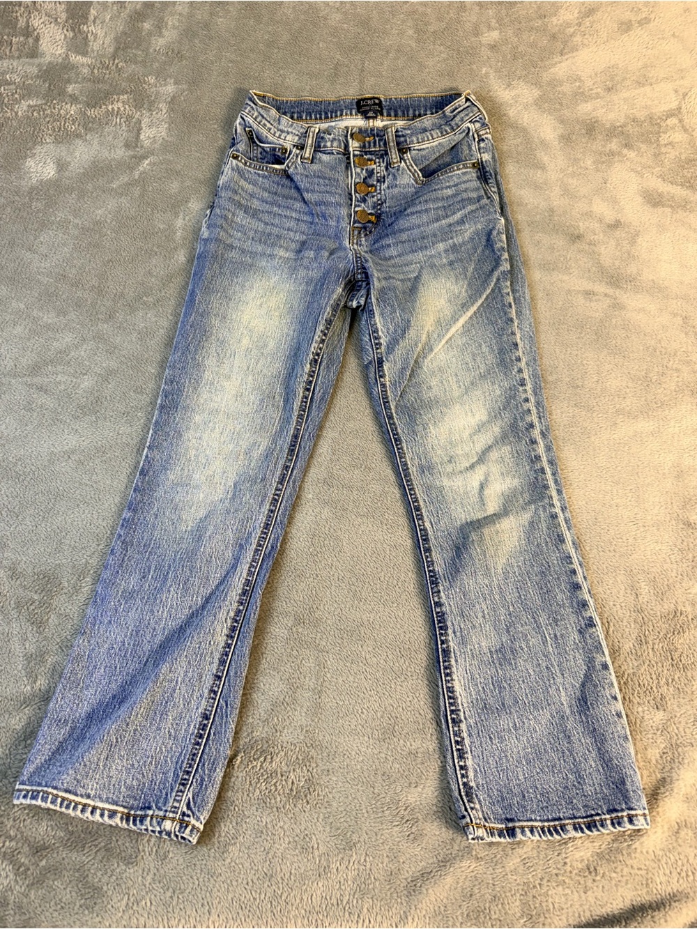 J.Crew High Rise Crop Flare Exposed Button Fly Denim Blue Jeans Women's 25